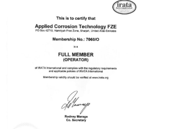 IRATA Full Member (Operator) Certificate